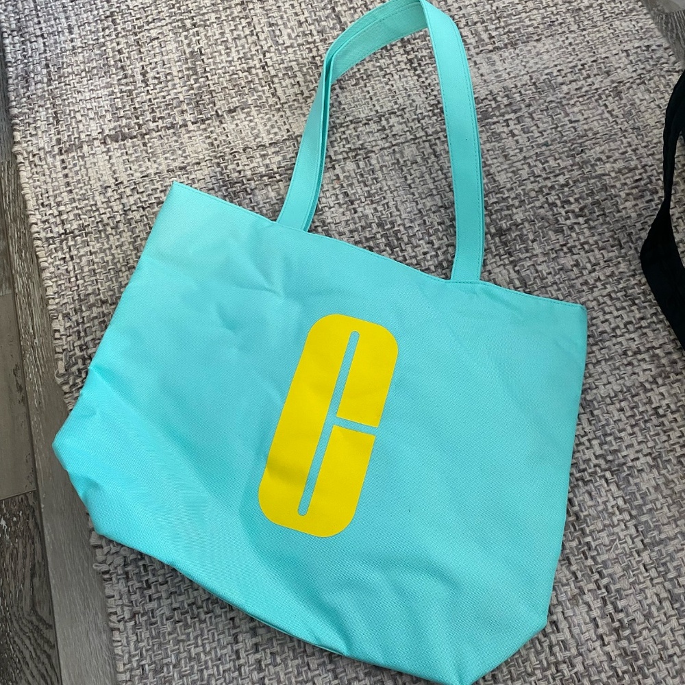 Clinique Logo C Colorful Rainbow Large Shopping Shoulder Tote Bag